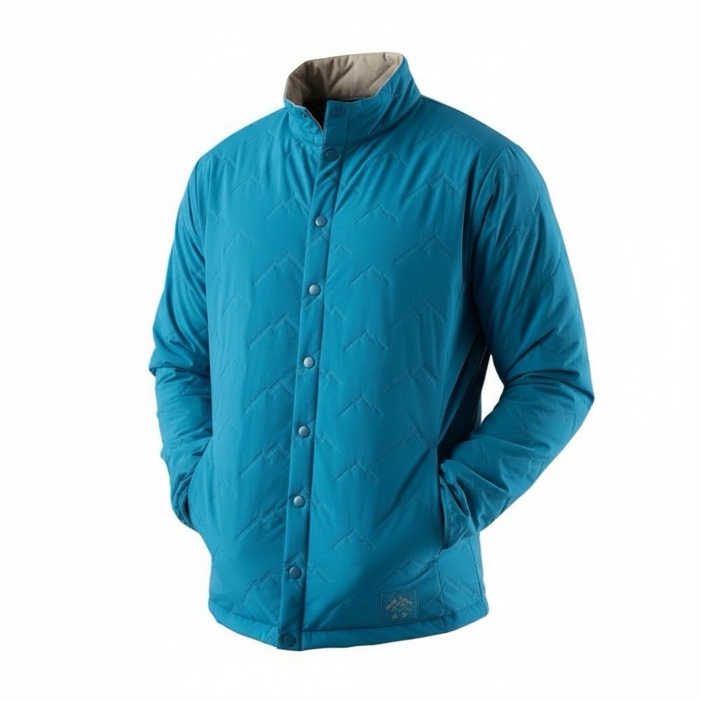 Rabbit Running Dawn To Dusk Quilted Shacket Blue Flannel Wool Mens Large Jacket